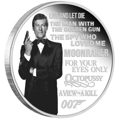 James Bond Legacy - Roger Moore - 1 Oz - stříbrná proof sběratelská mince (dodání 14.10)