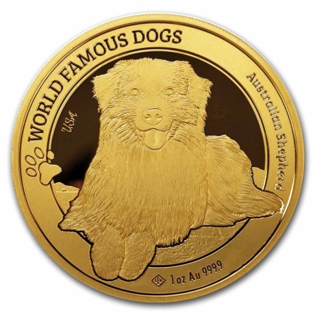 Les races canines dans le monde : Berger australien (2024) 1 Oz - Pièce en or