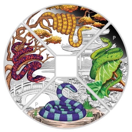 Quadrant du serpent lunaire - 4 Oz - Pièce de collection en argent