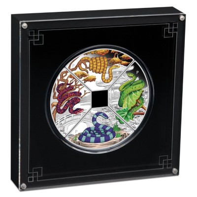 Quadrant du serpent lunaire - 4 Oz - Pièce de collection en argent