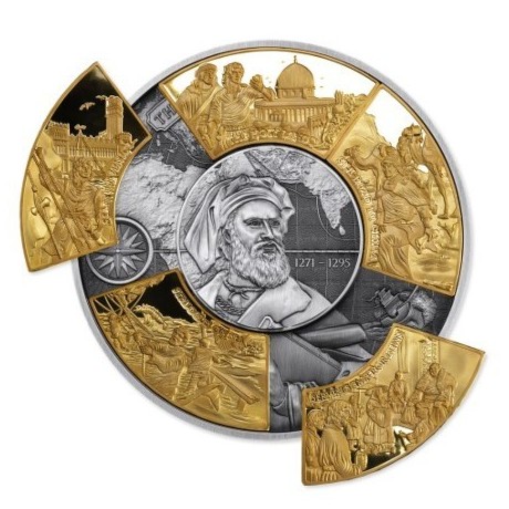 Marco Polo - 5 Oz - pièce de collection argent puzzle doré