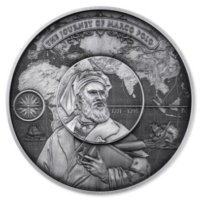 Marco Polo - 5 Oz - pièce de collection argent puzzle doré