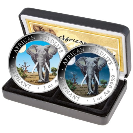 Eléphant Day & Night Set (2025) - 2 Oz - Pièce de collection en argent