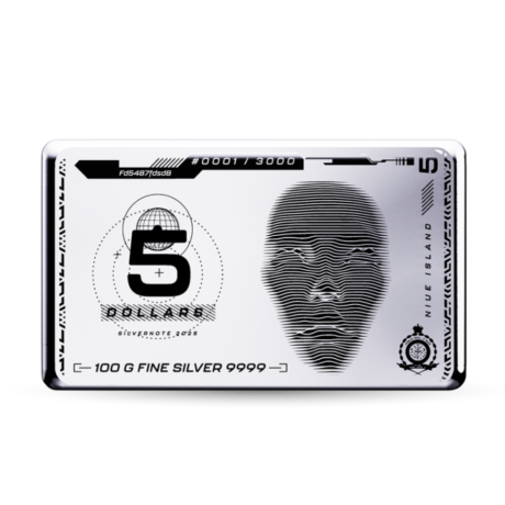 Silver Note Coinbar 2025 - 100g - lingotin d'argent d'investissement