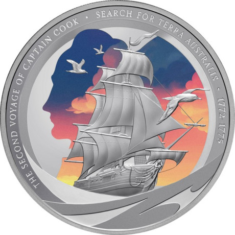 Capitaine Cook - Deuxième voyage - 1 Oz - pièce de collection en argent proof
