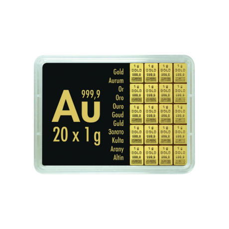Combi bar d'or Valcambi 20x1 g - Lingotin d'or d'investissement