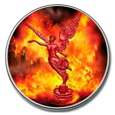Mexique Libertad - Forces de la nature - Feu - 1 Oz - Pièce de collection en argent