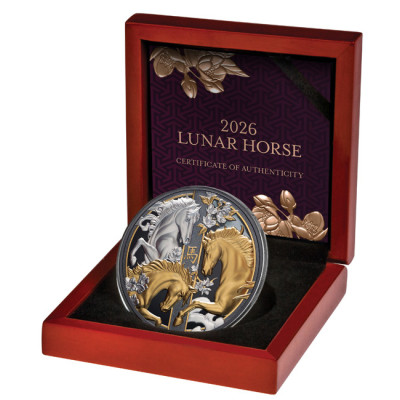 Triple Lunar Horse (2026) - 5 Oz - pièce de collection en argent proof