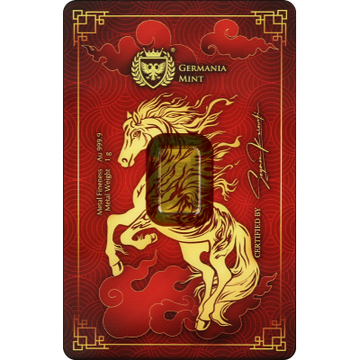 Germania Mint -Year of the Horse - 1 g - lingot d’or d’investissement Germania Mint -Year of the Horse - 1 g - lingot d’or d’investissement