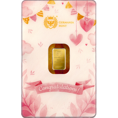 Germania Mint - Naissance d'un enfant (fille) - 1g - lingotin cadeau doré