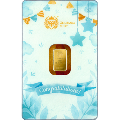 Germania Mint - Naissance d'un enfant (garçon) - 1g - lingotin cadeau doré