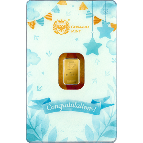 Germania Mint - Naissance d'un enfant (garçon) - 1g - lingotin cadeau doré