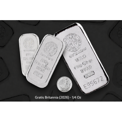 Ensemble lingots d'argent (1 KG + 500g + 250g Argor Heraeus) + pièce d'argent 1/4 Oz Britannia gratuite