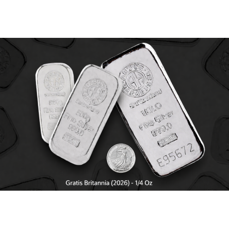 Ensemble lingots d'argent (1 KG + 500g + 250g Argor Heraeus) + pièce d'argent 1/4 Oz Britannia gratuite