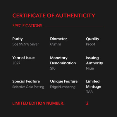 Lunar Goat (2027) - 5 oz - pièce de collection en argent de qualité « proof »