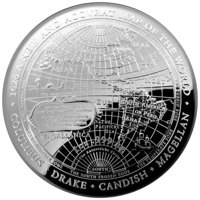 1626 Nouvelle carte du monde - 1 oz - pièce de collection en argent de qualité « proof »